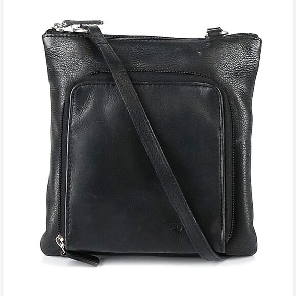 Fossil Unisex One Size Fits All Black Leather Pebbled Crossbody Bag - Picture 1 of 7